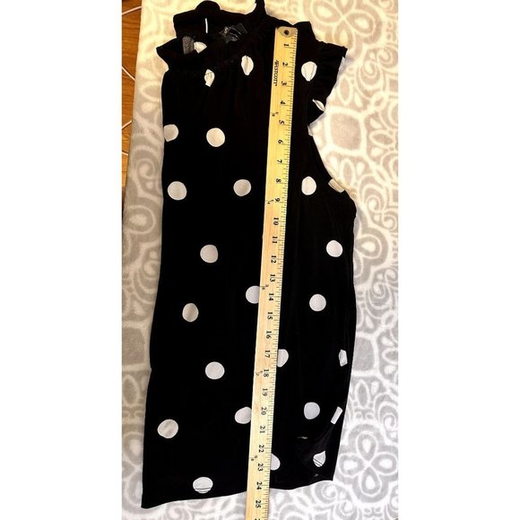 Adrianna Papell Black polka dot Stretch Ruffled Career Tank Shell, Size XL, EUC - Picture 11 of 12